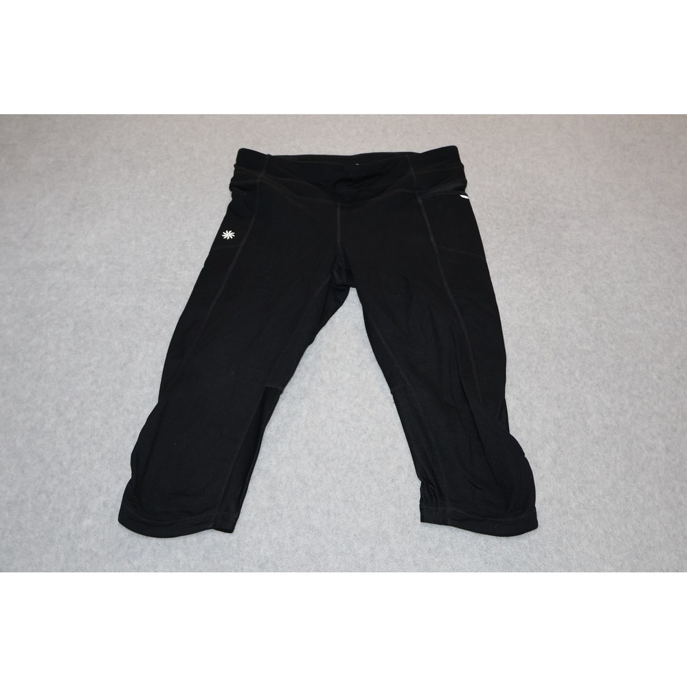 Athleta Capri Leggings Women Small Black Mesh Pockets Mid Rise Gym Workout